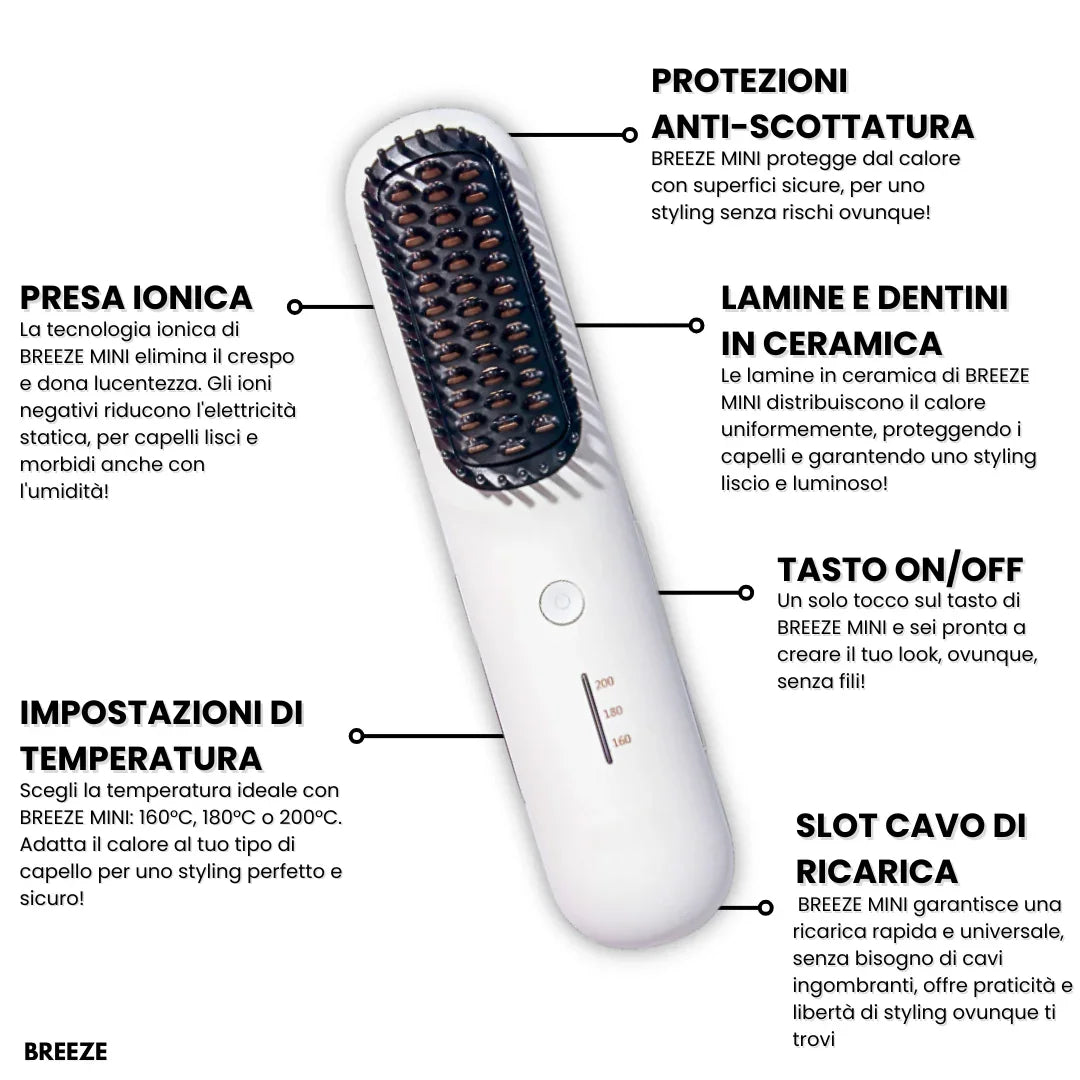BREEZE MINI - SPAZZOLA LISCIANTE DA VIAGGIO - BREEZE